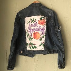 Handpainted Just Peachy KUT denim jacket